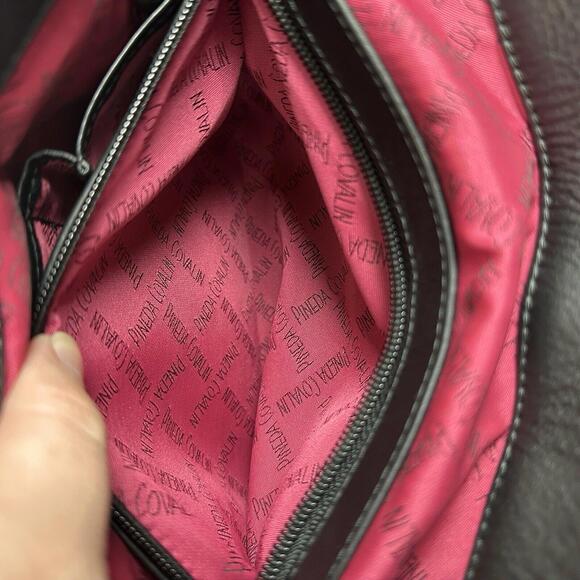 Pineda Covalin Double Handle Shoulder Tote Bag Purse Leather & Silk - Picture 9 of 9